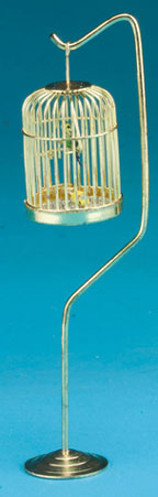 Dollhouse Miniature Parakeets In Bird Cage,2 Assorted Color Bird